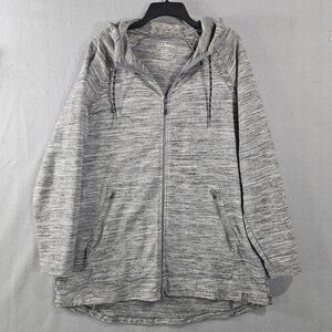 L.L. Bean Mens XL Fleece Hoodie Full Zip Cotton Blend Athletic Performance Gray